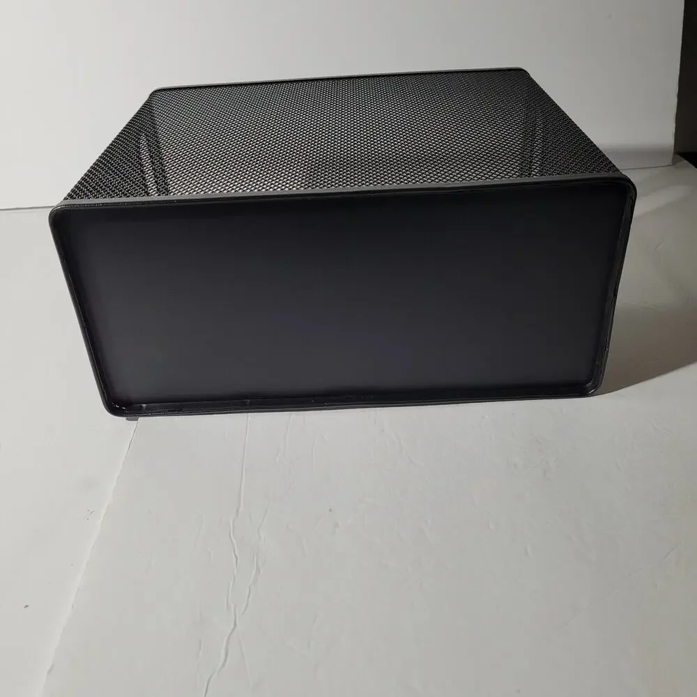 Black Metal Mesh Storage Basket with Handles - 10x12x6